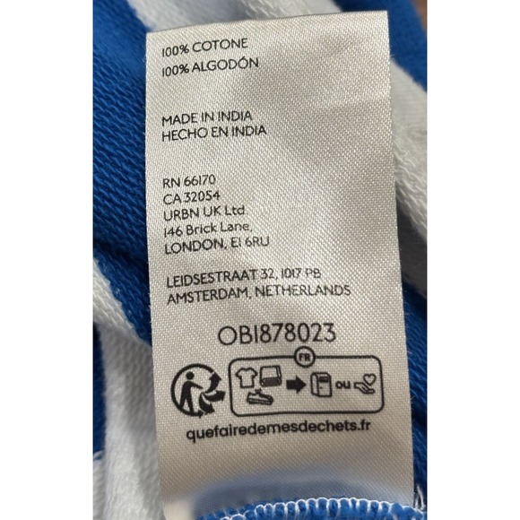 Maeve by Anthro French Terry Sweatshirt Blue White Stripes Silver Snaps XL - Picture 8 of 8